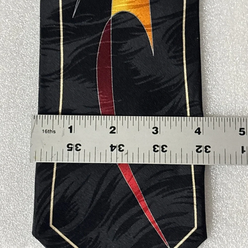 Valerio Garati Men's Silk Gold Red Black  Geometric Art Tie